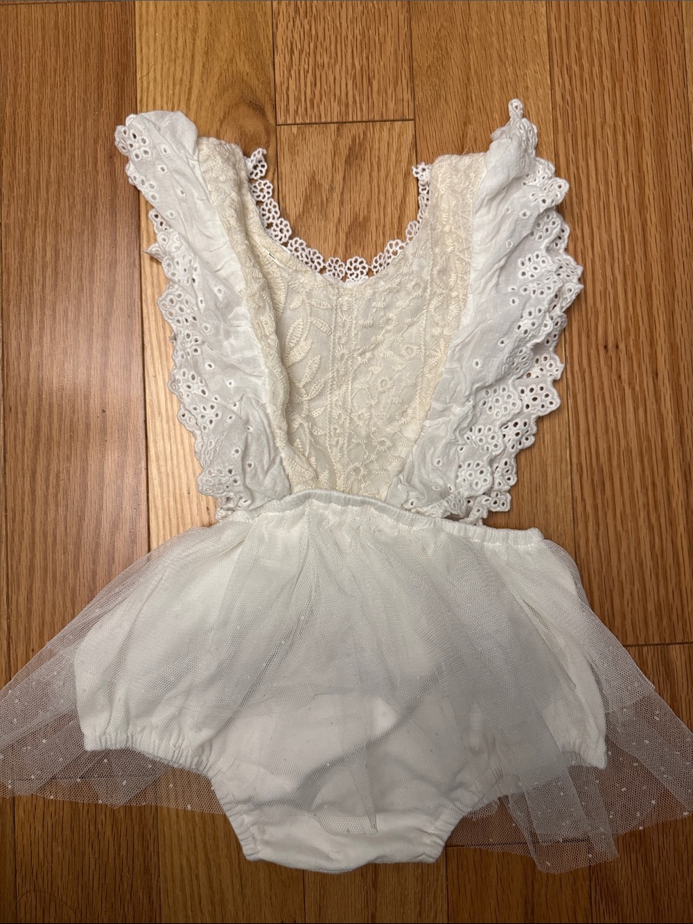 Ivory Lace Tulle Baby Romper